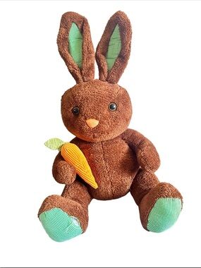 Animal Adventures Jumbo Brown Easter Bunny Plush holding Carrot